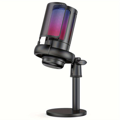 Micrófono de condensador profesional de estudio USB, micrófono para juegos de PC, micrófono para PS4/PS5/Mac/teléfono, iluminación RGB brillante, grabación, transmisión, juegos, canto, micrófono ME6S