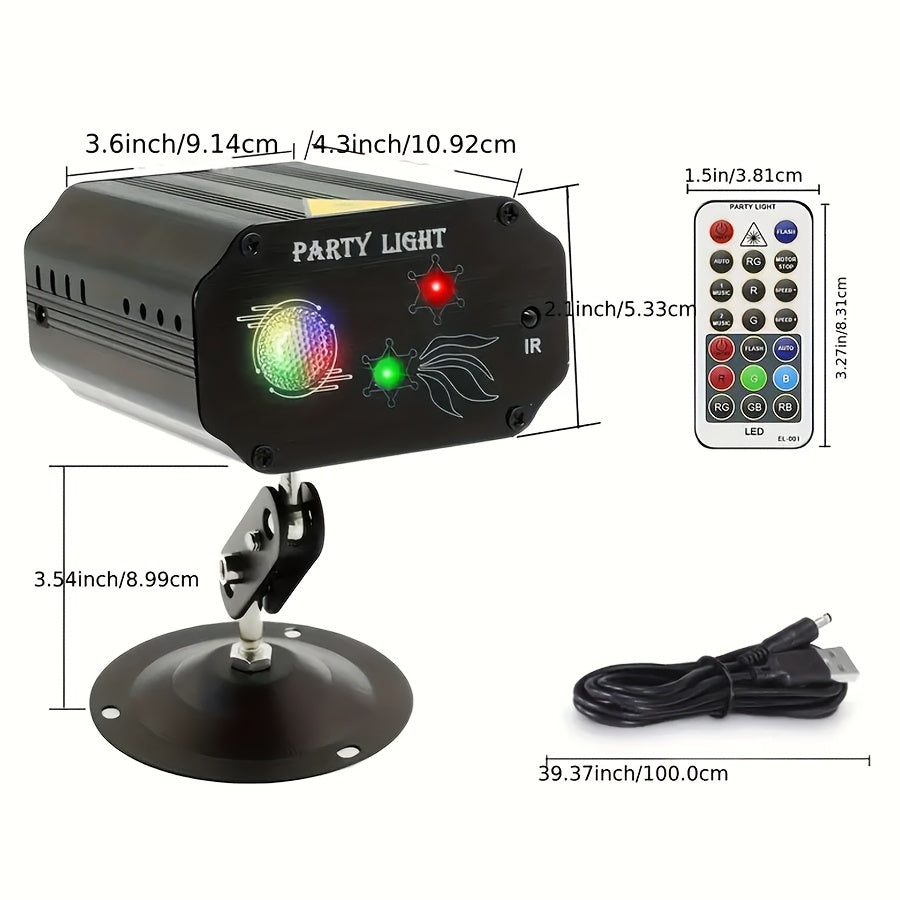 08LED Luz de láser con control remoto - Recargable por USB, funciones RGB y IR multicolores, cuerpo de aluminio - Ideal para fiestas de DJ, bodas, escenarios y decoración del hogar, decoración de bodas