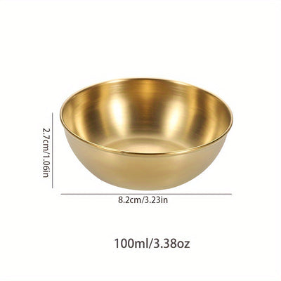 3/5/15 piezas de plato de salsa dorada de lujo, mini tazón de salsa individual de acero inoxidable premium y palillos, plato de condimentos redondo adecuado para sushi/tortilla mexicana/papas fritas, plato de aperitivo, accesorios para bandejas de delica