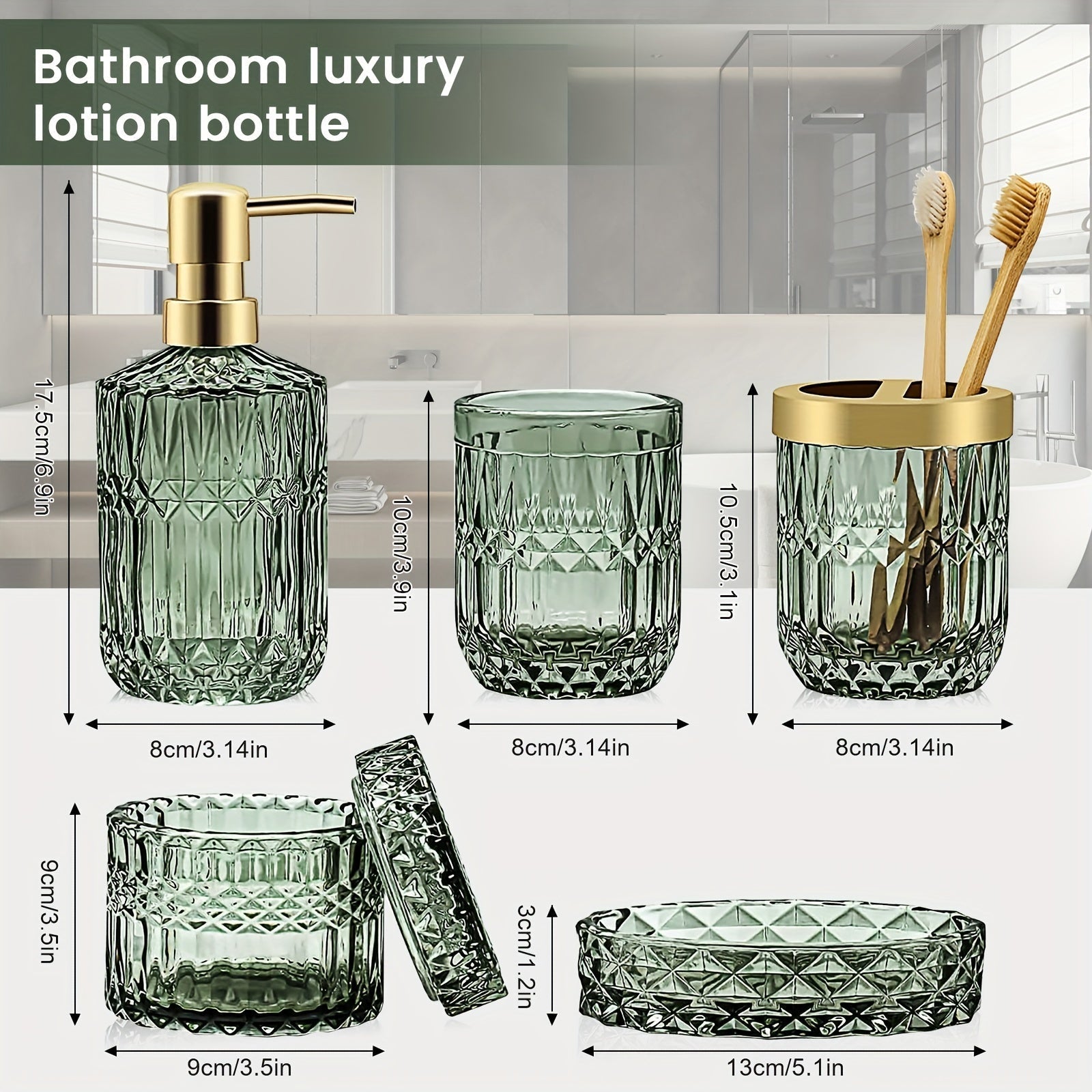 Juego de 5 botellas de loción de lujo para baño con luz