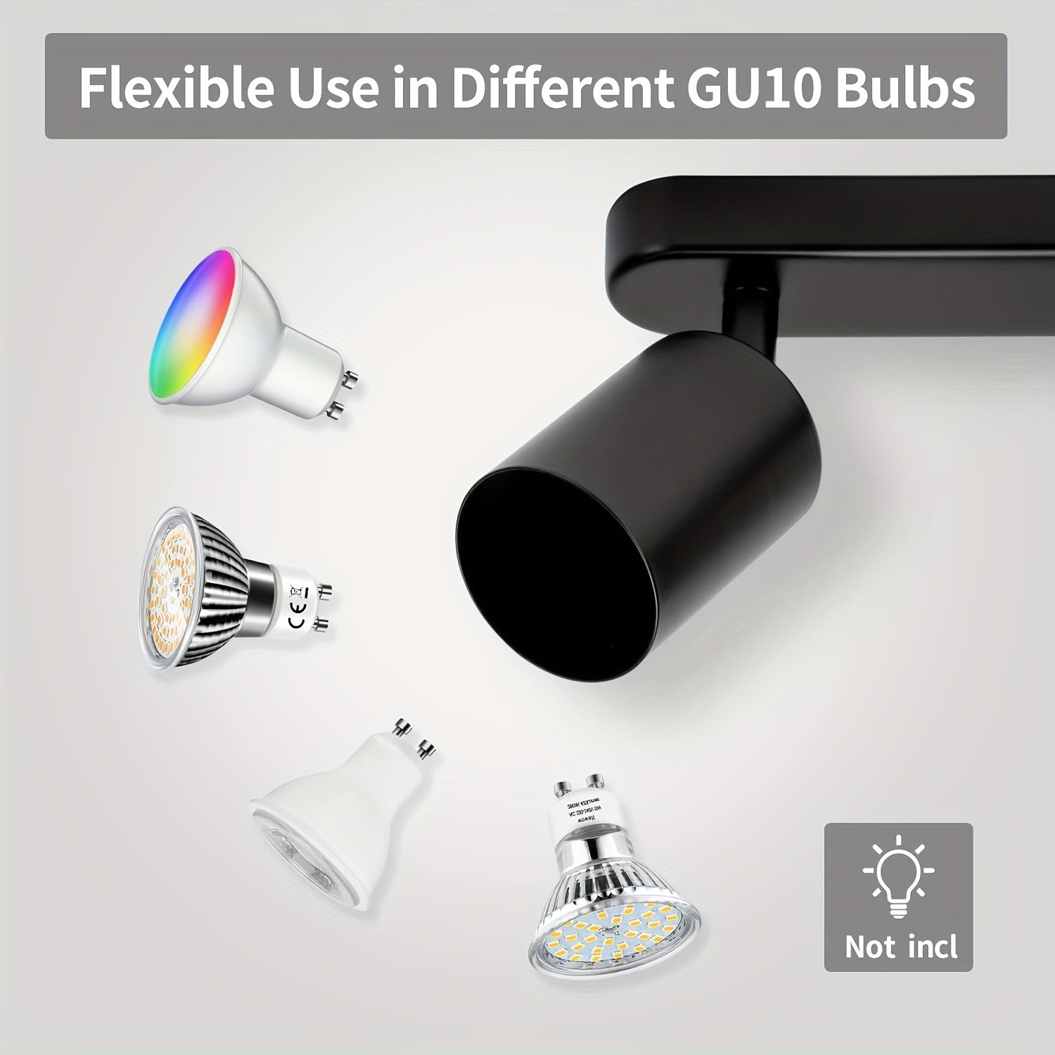 1pc Luz de techo LED con 3 Bombillas, foco giratorio para techo GU10, barra de focos de techo moderna para cocina, dormitorio y sala (Bombilla no incluida)