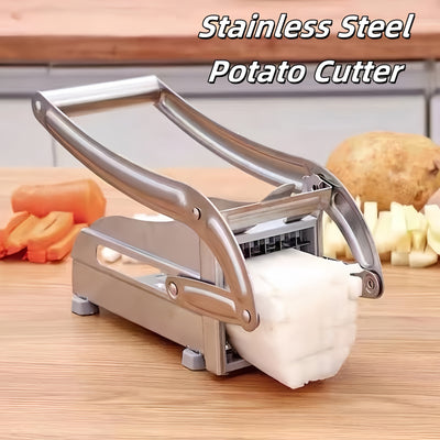 Cortador de frutas y verduras de acero inoxidable, cortador de papas, fabricante de patatas fritas, cortador de papas para papas, zanahorias, pepinos - Herramienta de preparación de alimentos duradera y fácil de limpiar