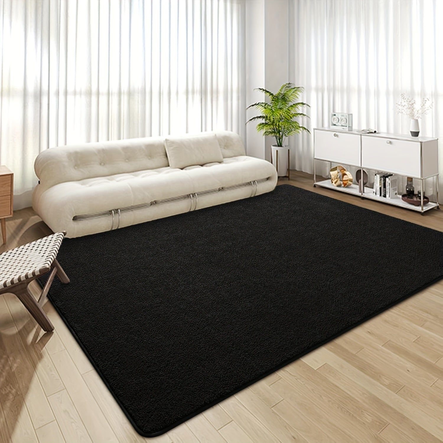 1 alfombra grande de felpa coral suave - Ultra suave, absorbente, lavable a máquina, rectangular de color sólido para sala, dormitorio, oficina - Decoración ligera y elegante para el hogar, tapetes para sala