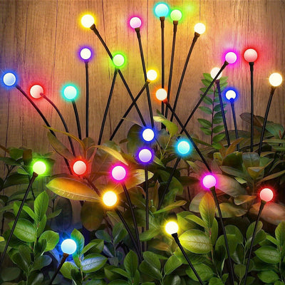 1 pza./2pza.s 8 luces solares, luces de luciérnagas solares, para camino de jardín al aire libre, césped, decoración, para decoración de Halloween Navidad Año Nuevo Ramadán