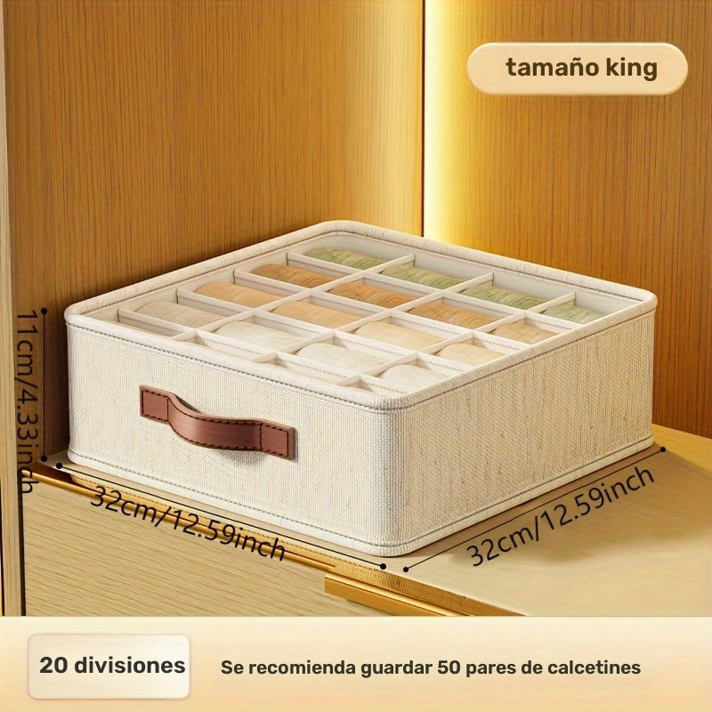 1 caja de almacenamiento plegable de tela con tapa - Organizador de cajones para ropa interior, calcetines y accesorios - Diseño de múltiples compartimentos para armario, dormitorio o escritorio, organizador de ropa, almacenamiento