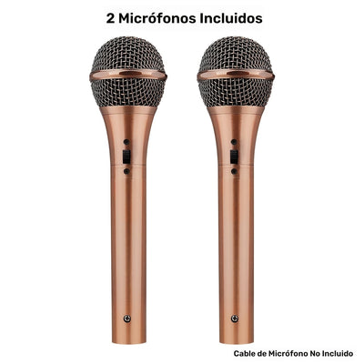 2-Pack Micrófonos Dinámicos Vintage de Diámetro Pequeño, Patrón de Polaridad Unidireccional, Conector XLR, Características de Clip y Soporte, Construcción Metálica Antivibraciones, Sin Cargar - No Incluye Cable