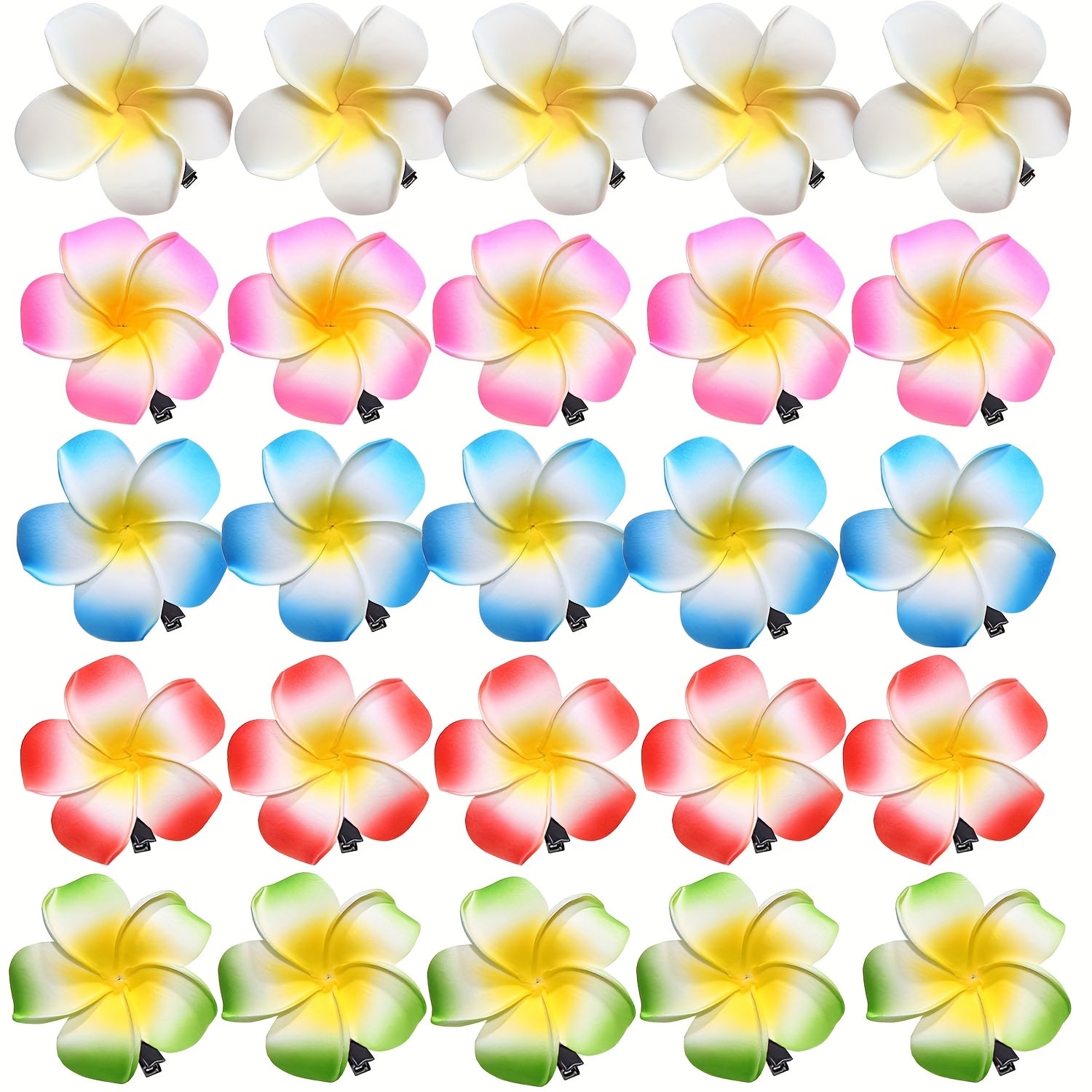 32 piezas de Flores Artificiales para Exteriores - Pétalos de Frangipaní Hawaiano en Colores Mixtos para Decoración de Bodas DIY, Coronas Nupciales y Arreglos Florales Festivos (Halloween, Navidad, Día de la Madre) - Plástico Duradero, Sin Mantenimiento,