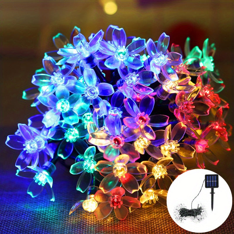 Luz de cadena de flores solares SolarFlora LED, luces de jardín de flores de plástico multicolor, batería de níquel de 600mAh, control de botón, temática espacial, módulo fotovoltaico no extraíble, ideal para decoración de bodas