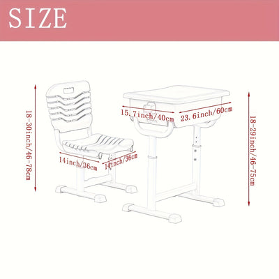Juego de mesa y silla de estudio ergonómica ajustable - Marco de metal duradero, azul y blanco, ideal para el hogar, la escuela o el entrenamiento, escritorio escolar | Altura ajustable | Diseño ergonómico, mesa de estudio