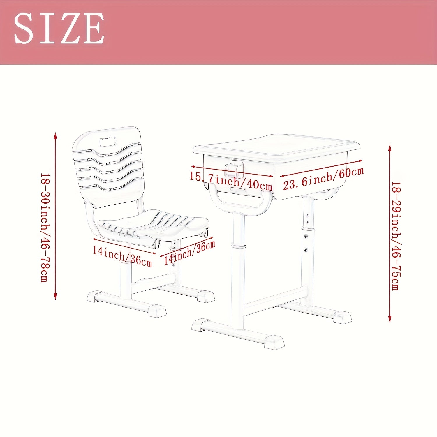 Juego de mesa y silla elevable para estudio individual, escritorio escolar con silla ergonómica adecuado para escuelas, familias e instituciones educativas