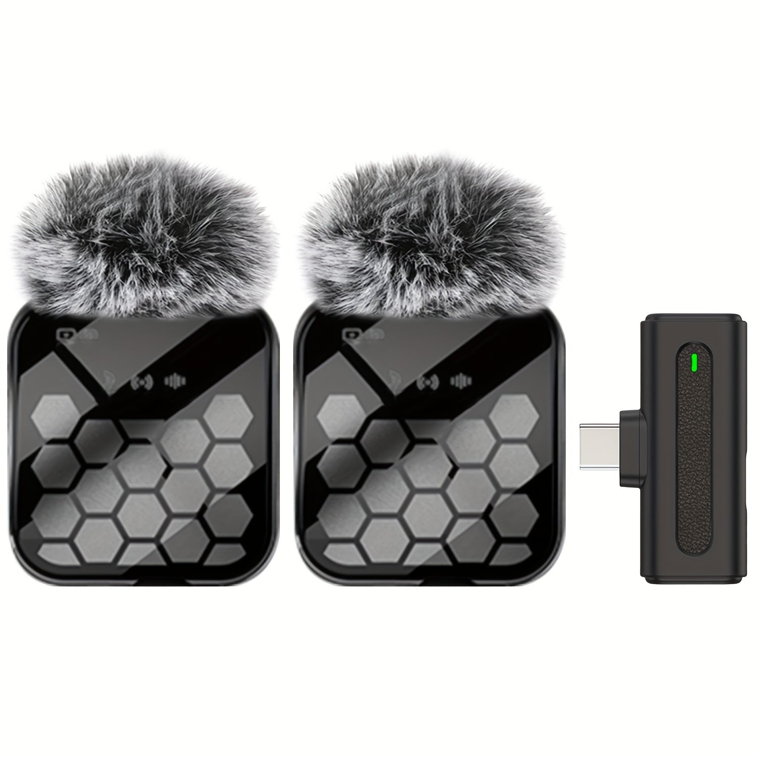 Sistema de Auriculares Inalámbricos Profesionales con Función Silenciosa, Carga USB Tipo-C, Batería Recargable de Litio y Cubierta de Micrófono en Forma de Cuadrícula Hexagonal - Ideal para Transmisiones En Vivo, Karaoke, Juegos y Videollamadas, Equipo p