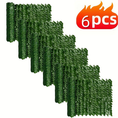 6-Pack Valla de Hiedra Artificial 304.8×50.8 cm Resistente a los UV, Decoración para Patio/Balcón o Pared Interior con Apariencia Natural + Material Plástico Duradero y Protección Solar al Aire Libre