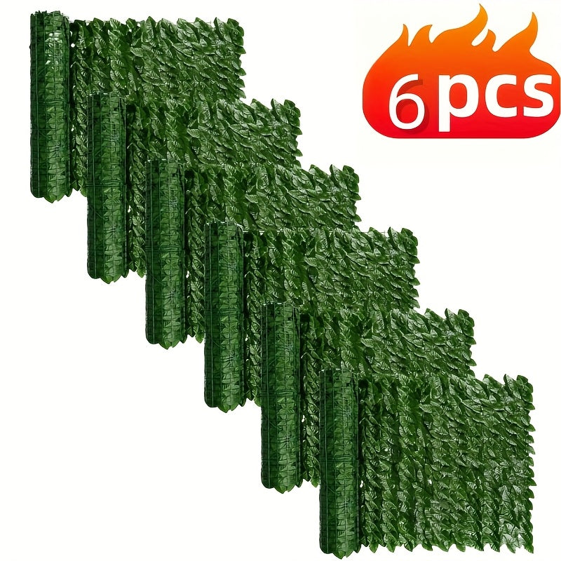 6-Pack Valla de Hiedra Artificial 304.8×50.8 cm Resistente a los UV, Decoración para Patio/Balcón o Pared Interior con Apariencia Natural + Material Plástico Duradero y Protección Solar al Aire Libre