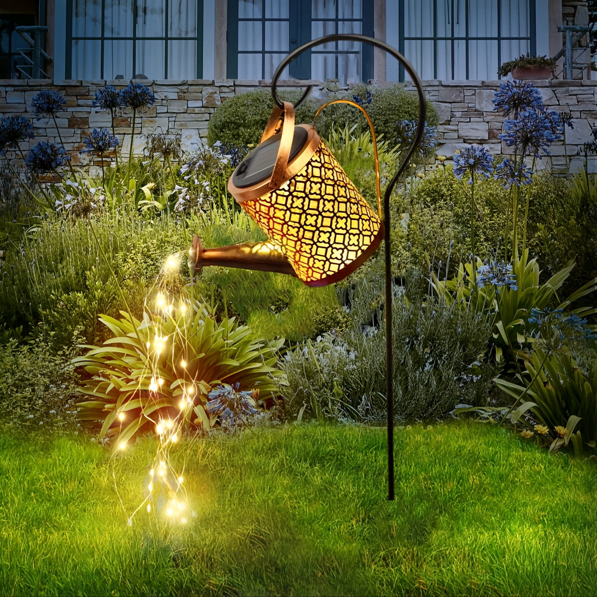 ¡Luzes de regadera mágica para jardinería de mamá! Luces solares de jardín de alta calidad IP65, decoración de patio sin electricidad para 4 estaciones, sendero, villa, porche, luces de regadera vintage navideñas, efecto cascada de luciérnaga.