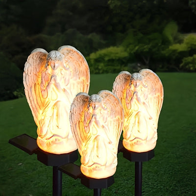 Ángel Blanco Solar Lámpara de Resina Artesanal con LED Iluminación Exterior para Jardín Luz Solar Decorativa para Césped y Senderos, Luces Paisajísticas para Patio y Fiestas