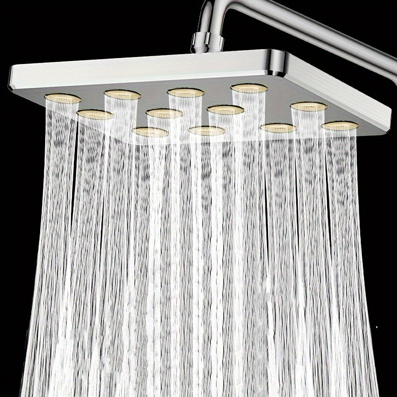 Cabezal De Ducha De Alta Presión Para Baño De 1 Pieza, Cabezal De Ducha Cuadrado Plateado/negro, Rociador De Ducha Fijo Diario Para Baño, Accesorios De Baño, Cabezal De Ducha