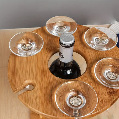 Soporte elegante de vino de madera con copas colgantes y botella - Decoración de hogar estilosa para vino tinto, perfecto para mesas de comedor, decoración de vino