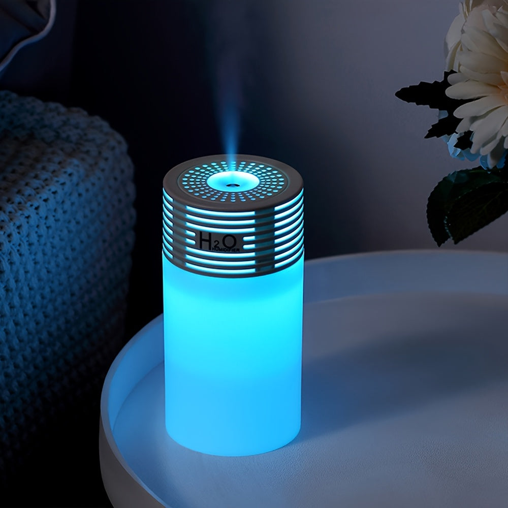 Humedificador Portátil Mini con Luz Ambiental de Cambio de Color, Enfriado por USB, Capacidad de 300ML, Salida de 25-40ML/H, Material de Plástico, con USB para Dormitorio, Coche, Oficina - Fresquero de Aire para Una Sola Habitación