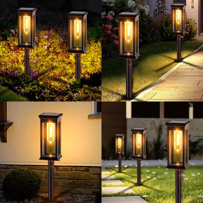 Luces solares IP44 para senderos exteriores - Iluminación de paisaje LED brillante con cubiertas plásticas duraderas, instalación fácil para jardín, patio, garaje y acera, luces decorativas solares exteriores, iluminación de jardín, diseño elegante, cont