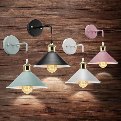 2pcs Apliques de Pared Estilo Granja Moderna - Vintage e Industrial, Acabado Metálico, Con Cableado para Instalación Fácil, No Incluye Interruptor ni Enchufe