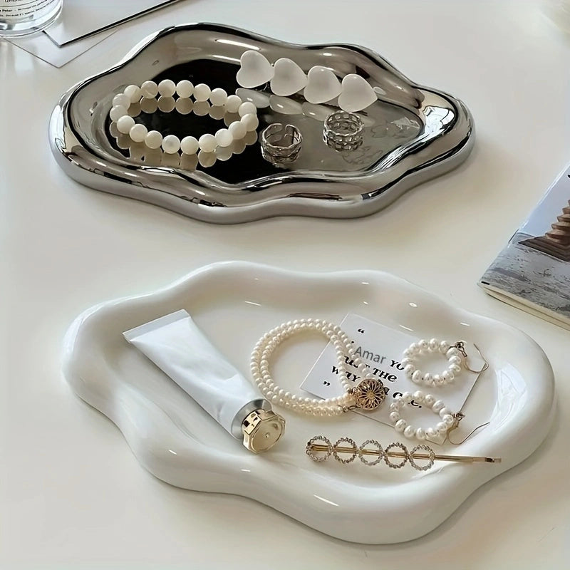 Plato decorativo de cerámica, plato con diseño de nube, plato para guardar joyas, decoración para el hogar, regalo de Navidad, regalo de Año Nuevo, regalo para hombres, regalo para mujeres