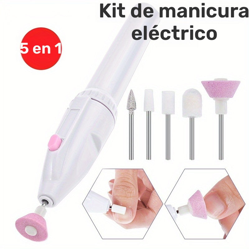 [Lima Eléctrica 5 en 1 Profesional] Lima de Uñas Eléctrica Profesional 5 en 1 - Pulidor de Uñas para Cuidado Personal de Manicura y Pedicura, Herramientas de Arte de Uñas, Set de Taladro de Uñas para Manicura y Pedicura Eléctrica