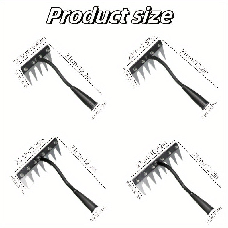 Rastrillo de jardinería de acero al carbono de alta resistencia con 5/6/7/8 dientes - Material grueso y duradero, mango ergonómico para la eficiente eliminación de malezas y suelos, herramienta de jardinería y agrícola para uso doméstico y profesional, r
