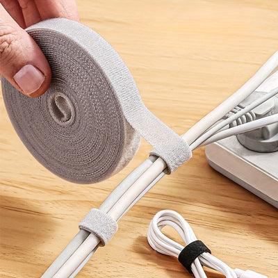 1 Rollo de Cintas de Sujeción Reutilizables - Cinta de Sujeción Multiusos para Organización de Cables, Gestión de Cables y Almacenamiento - No Requiere Batería