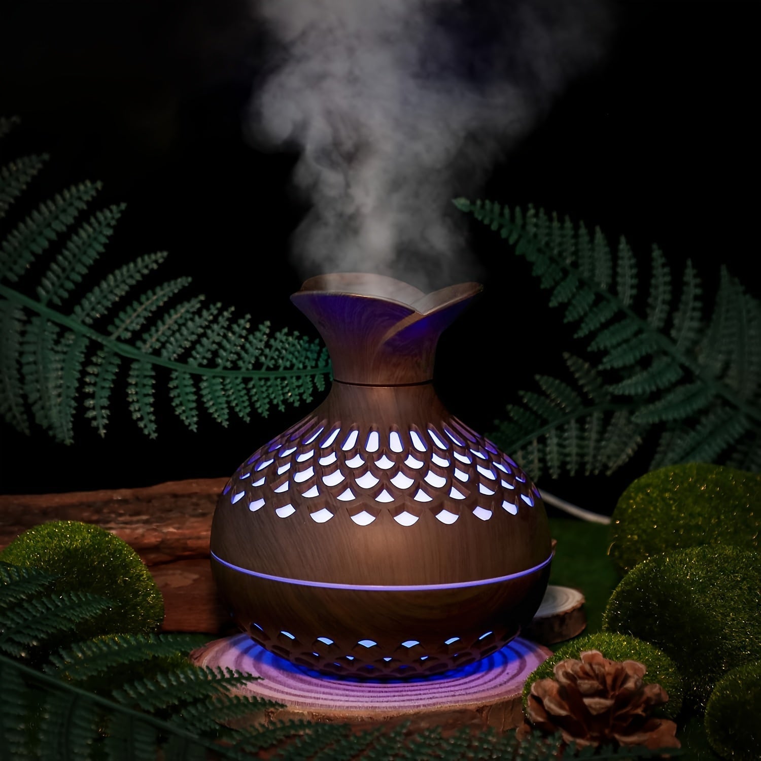 1pc Humidificador de Aire con Nebulización Fría y Luz Nocturna Colorida - 10.14oz, Alimentación USB, Gran Volumen de Niebla para Ambiente Cómodo en Dormitorio, Decoración Elegante para el Hogar