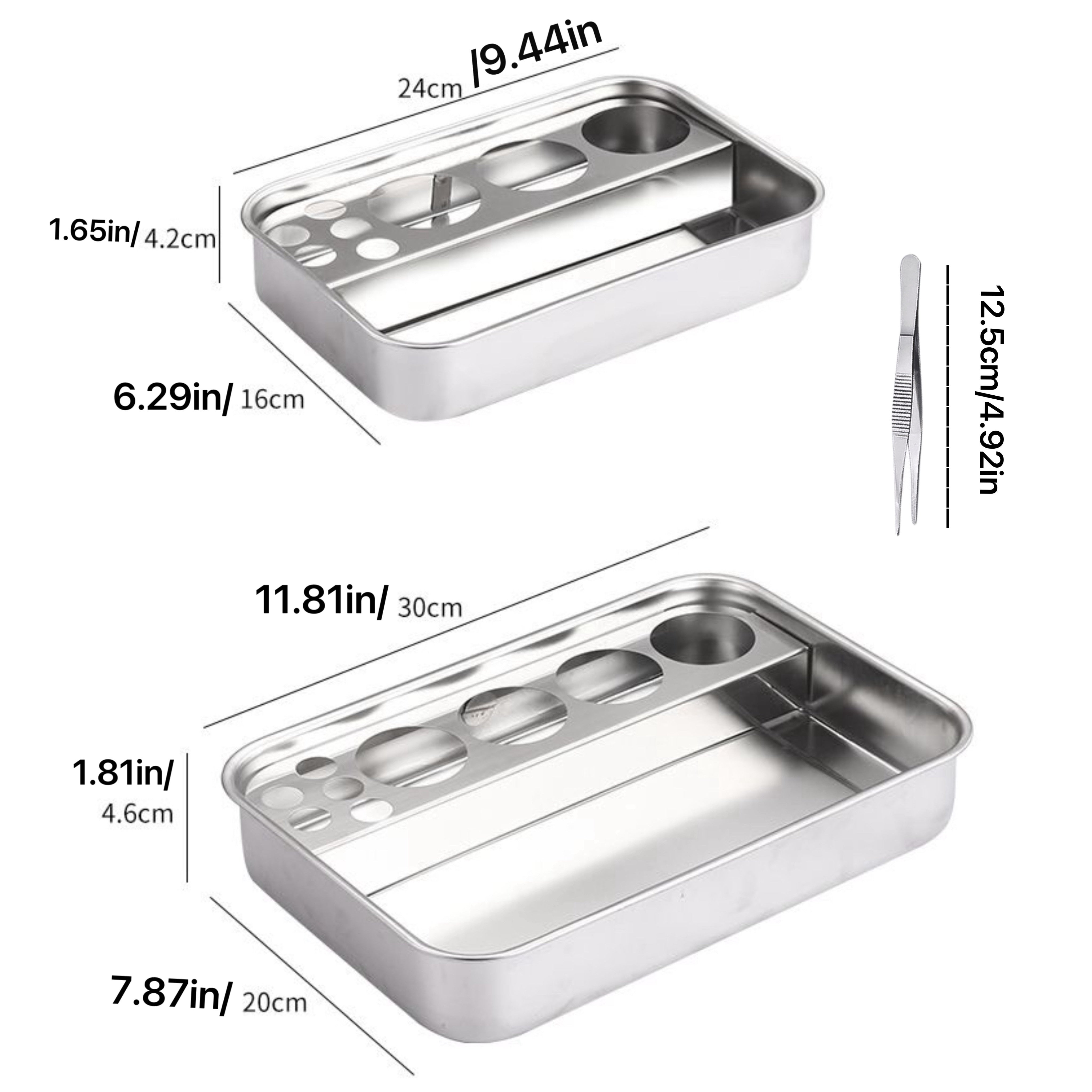 Juego de desinfección para herramientas de uñas de acero inoxidable, bandeja cubierta para instrumentos, ideal para salones de peluquería, tiendas de manicura y tatuajes