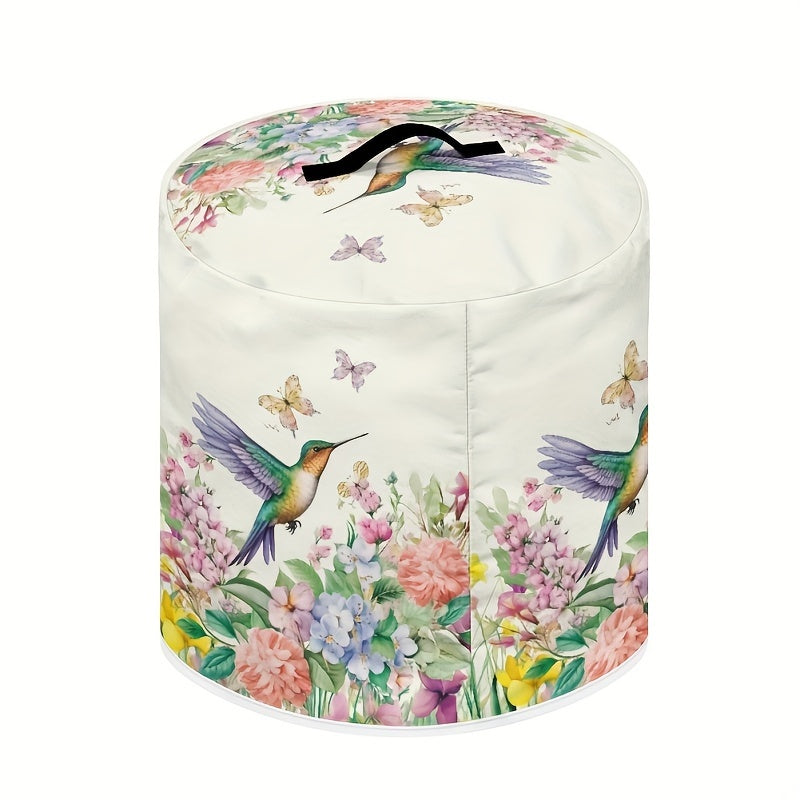 Funda antipolvo de poliéster para olla a presión eléctrica, olla arrocera, freidora de aire - Funda protectora con aislamiento de diseño de flores de colibrí con bolsillos para accesorios - Mantiene los electrodomésticos limpios y libres de polvo
