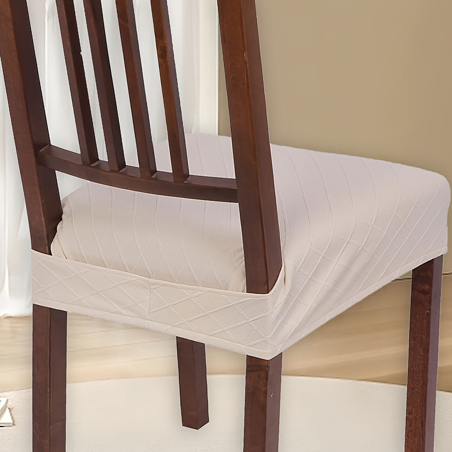 1 Funda De Asiento De Silla De Jacquard De Color Sólido Con Cierre Doble, Funda De Cojín De Silla Elástica Lavable, Adecuada Para Sillas De Comedor, Funda De Asiento De Restaurante, Funda Protectora Para Silla, Protector De Muebles Para Comedor, Oficina,