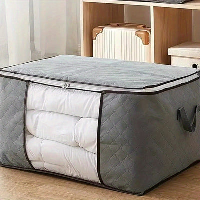 1 Bolsa De Edredón Con Cremallera Bolsa De Almacenamiento De Ropa Grande, Bolsa Organizadora De Ropa Con Asa Ventana Transparente, Contenedor De Almacenamiento Para Manta De Edredón