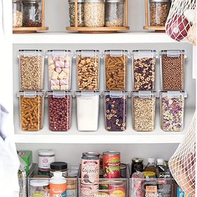 Juego de 6 contenedores de almacenamiento de alimentos herméticos, plástico libre de BPA, 54oz/1.5qt/1.6L, organizadores de cocina multifuncionales para azúcar, harina, pasta, maní, seguros para lavavajillas, incluye etiquetas y marcador