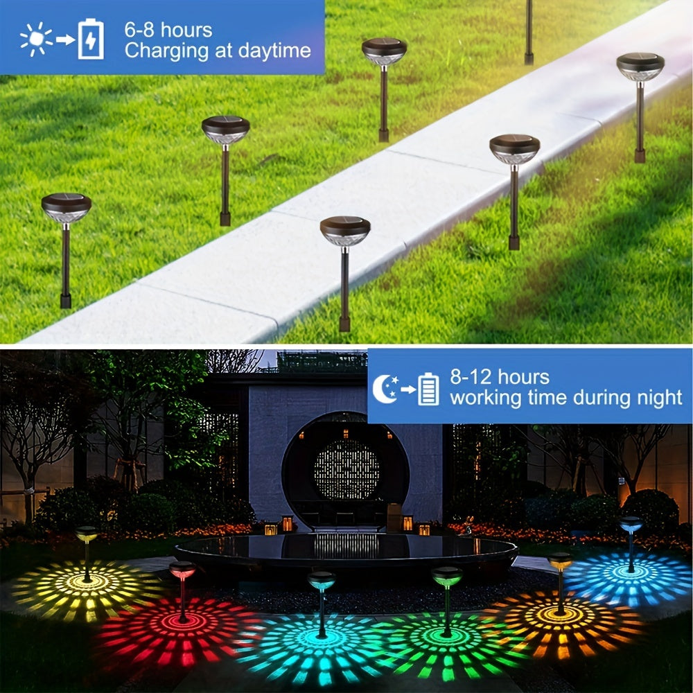 Conjunto de Luces Solares para Caminos de 2PC4PC6pcs con Gradiente de Colores Cálido y LED, Luz Solar Exterior, Lámpara de Iluminación Solar, Luz Decorativa para Jardín Solar en Acera, Patio Trasero, Paisaje de Césped, Área Escénica, Campamento Universit