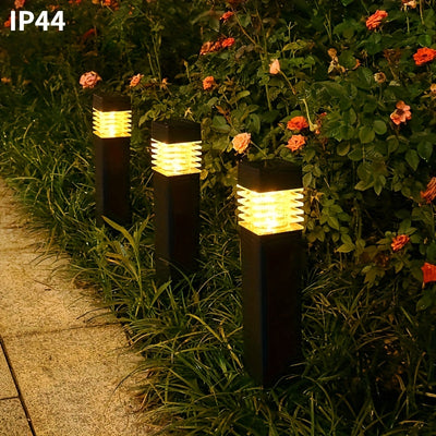 4 luces solares para jardín, exteriores, con pantalla abierta y base para clavar en el césped, para patio o hogar, incluye bombilla