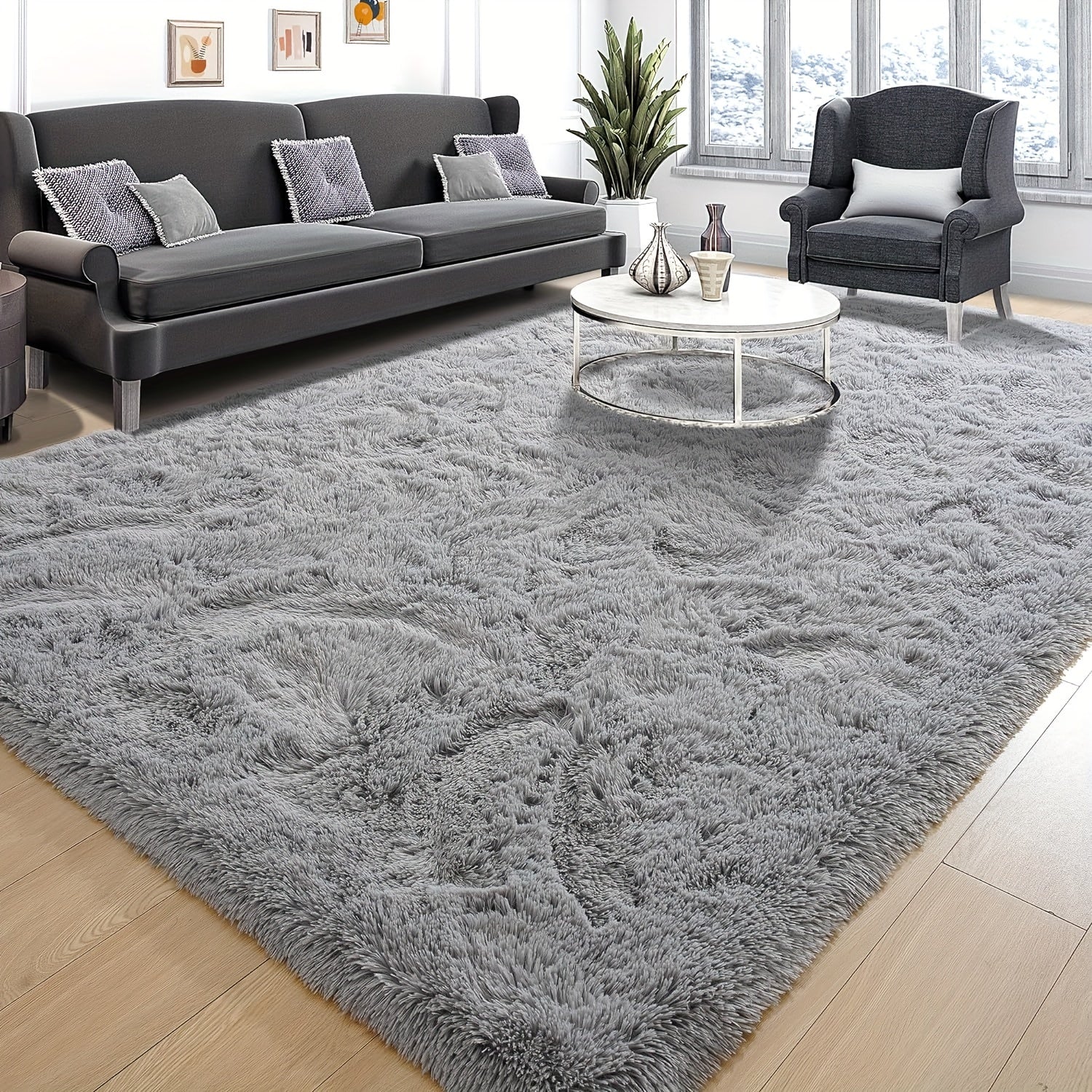 1 alfombra de lujo esponjosa, suave y mullida de poliéster 100%, antideslizante estilo nórdico, solo limpieza en seco, para sala, dormitorio, estudio o tocador, decoración para interiores