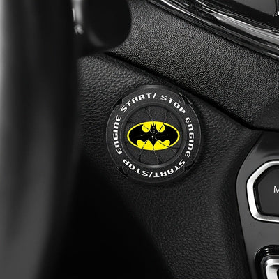 1 pieza de WB Batman, tapa de botón de arranque de coche, diseño redondeado giratorio, adecuado para botón de arranque/parada, mejora duradera de plástico interior, diseño de patrón audaz | Estuche protector duradero de plástico