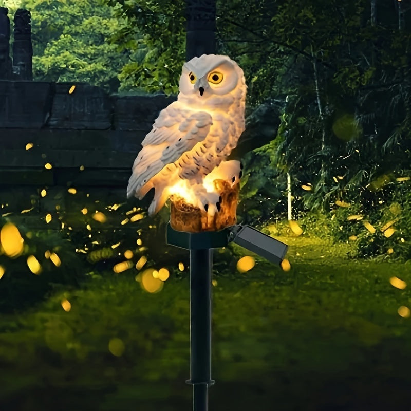 Estatuilla Solar para Exteriores, Decoración de Búho para Jardín, Luz Plástica Ahorradora de Energía con Iluminación LED Temática Animal para Todas las Estaciones, Adorno Navideño y para Césped o Patio