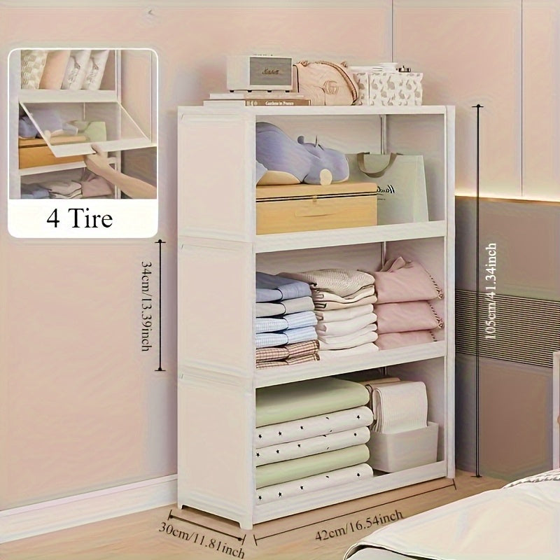 1pc Estante Simple de Doble Fila Creativo, Armario de Almacenamiento Reforzado con Tapa Abatible 5 Niveles Blanco, Estantería Multiusos para Libros