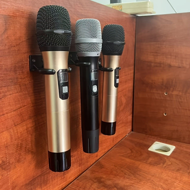 2-4 Soportes de pared para micrófono en forma de V (incluyendo tornillos de fijación), se pueden utilizar como soportes de pared para micrófono, logotipos de estación de micrófono, adecuados para diámetros de micrófono de 3,5 cm/1,38 pulgadas-4,5 cm/1,77
