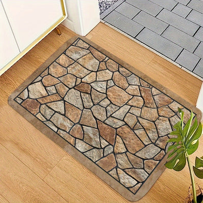 Alfombra de diseño nórdico con patrón de mármol irregular, 1 pieza, 2D - Muestra simplicidad natural, ideal para varios estilos de hogar. Antideslizante y lavable a máquina - Perfecta para entrada, cocina, sala, dormitorio y baño - Decoración cómoda y mo