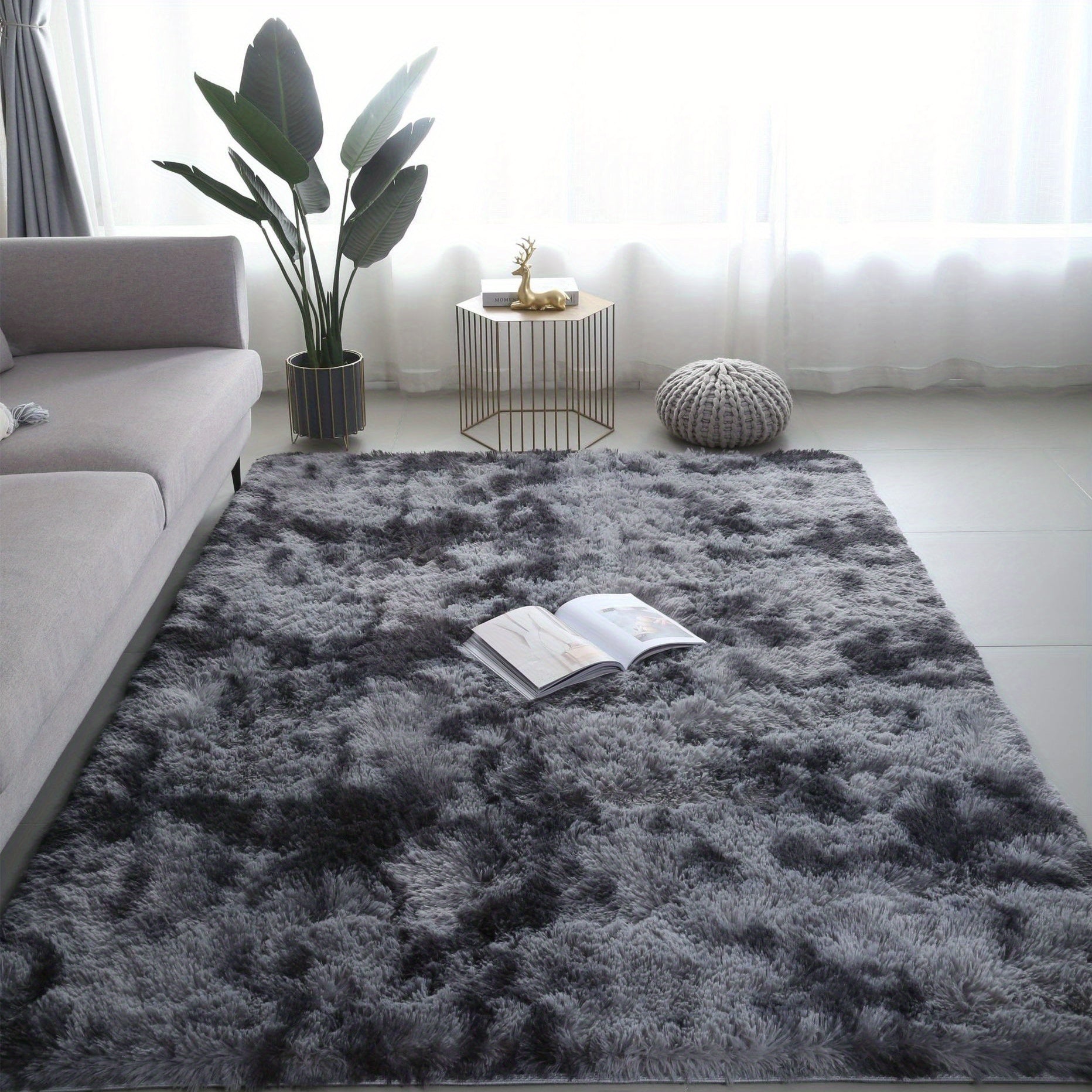 1 pieza, alfombra de peluche suave, antideslizante, mullida y esponjosa, para dormitorio, con diseño tie-dye, decoración para sala, dormitorio, apta para mascotas, decoración para el hogar