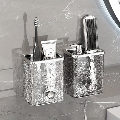 Porta cepillos con diseño de glaciar y ondas de agua, estante de baño sin taladro, caja organizadora para accesorios de maquillaje y artículos de baño
