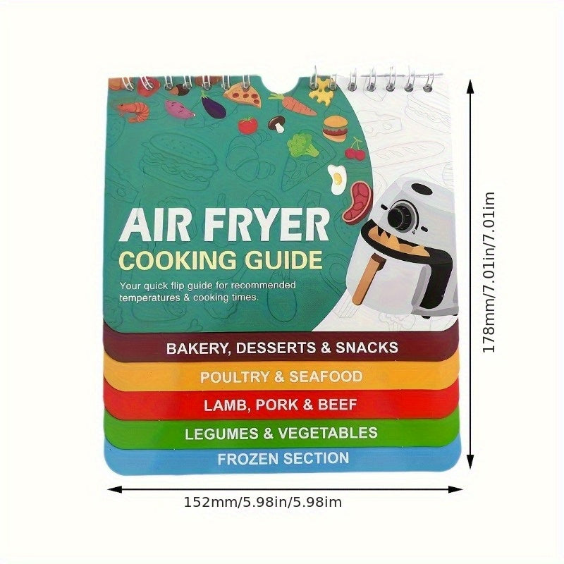 Guía de Cocina para Olla a Presión y Freidora de Aire para 1 Persona con Hoja Magnética, Librito de Recetas Rápidas, Variadas Opciones de Comida y Accesorios de Conversión en Papel No Cargado