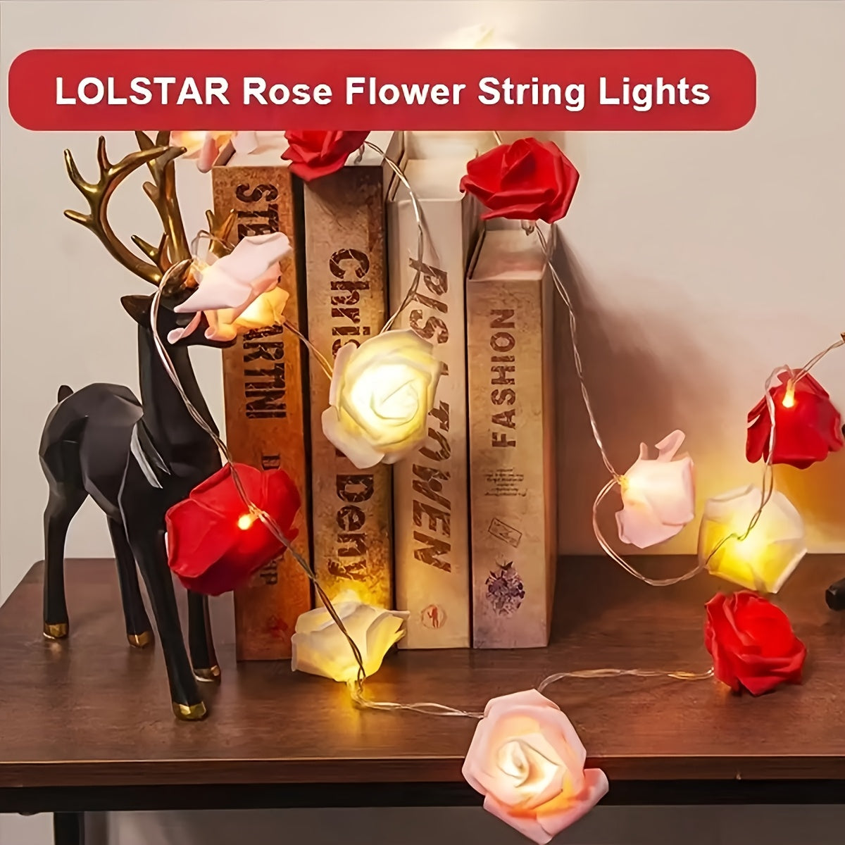 Lámparas de rosa LED de 20 luces, tres colores, ideales para el Día de San Valentín, noches de cita y decoración de la atmósfera de la habitación, lámparas de rosa LED, crean una atmósfera romántica.