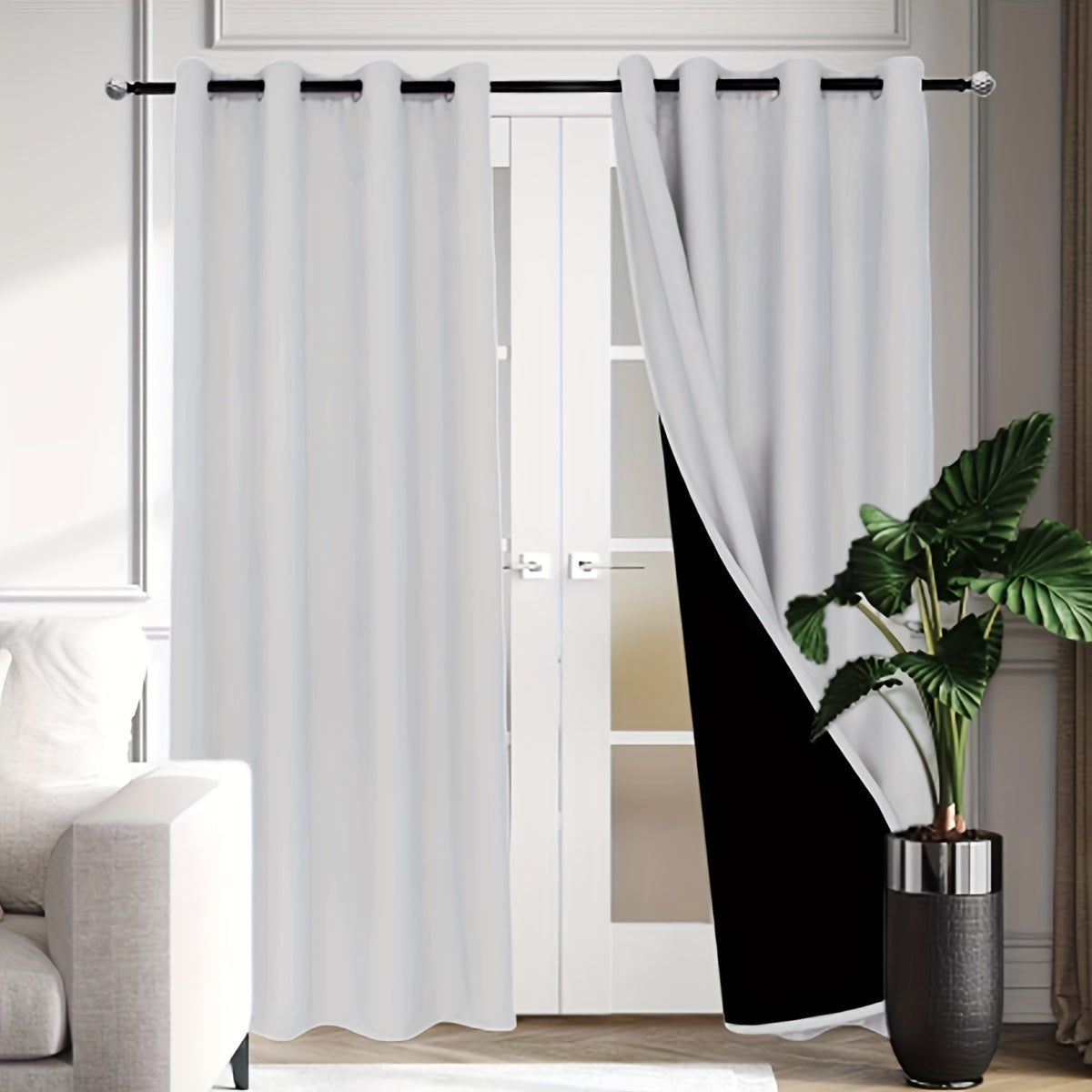 Panel de Cortina BONZER 100% Opaco con Aislamiento Térmico, Top con Ojales para Colgar Fácilmente, Diseño Bicolor Beige y Negro para Sala de Estar o Dormitorio, 1pc, Cortinas Bloqueadoras de Luz | Cortinas Bicolor | Tejido Duradero, BONZER
