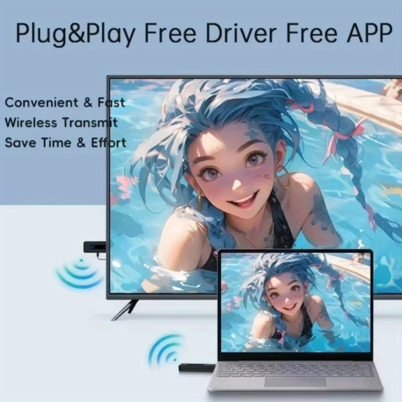 Transmisor y Receptor sin varillas Compatible con HDTV 1080P para Decodificación de Entrada 4K Salida 1080P, Extensor de Pantalla Inalámbrica 50m 8TXs a 1RX Kit Dongle Video Audio TV Stick para Cámara Portátil PC a Proyector Monitor, Plug and Play 2.4G/5