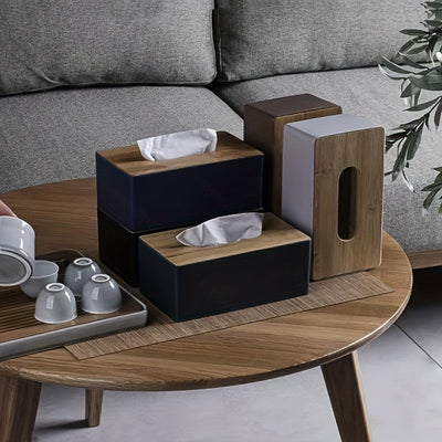 Soporte de caja de pañuelos cuadrada de madera de gran capacidad - 1 pieza de almacenamiento de pañuelos rectangulares de plástico para baño, sala de estar, tocador de dormitorio, accesorios de decoración del hogar, Halloween, decoración de Navidad