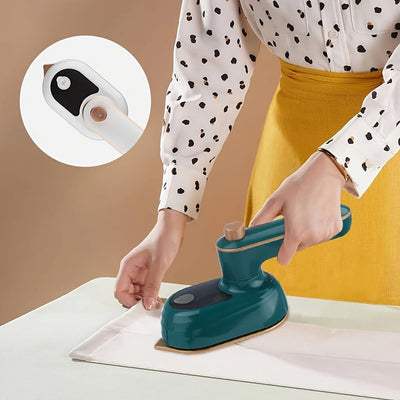 Plancha Eléctrica Portátil con Diseño Giratorio - Vapor de Alta Temperatura de 170°, Uso en Seco y Húmedo, Color Verde Azulado y Blanco, Enchufe Americano, Compacta y Ergonómica para Planchar Fácilmente